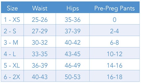 Size Chart for Body After Baby Angelica Postpartum Recovery Garment