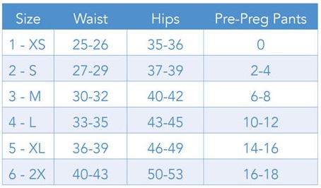 Size Chart for Body After Baby Angelica Postpartum Recovery Garment