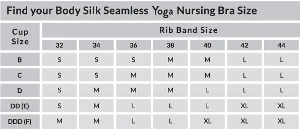 Bravado Body Silk Seamless Nursing Bra Size Chart