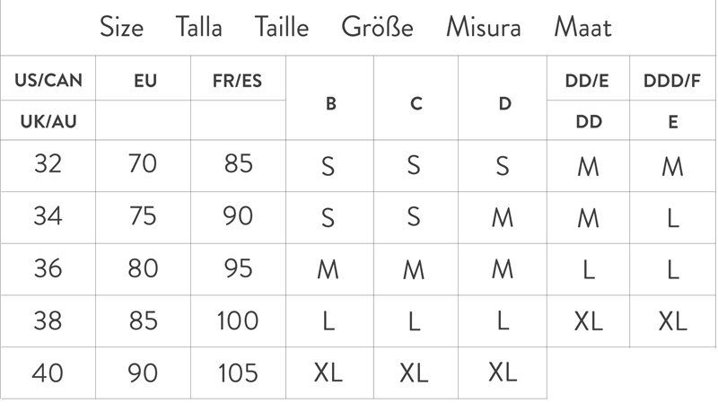 Bravado Bra Size Chart