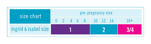 Size Chart for Ingrid & Isabel Everyday Maternity Cami