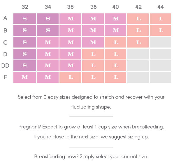 Size Chart for Ingrid & Isabel Drop Cup Nursing Bra