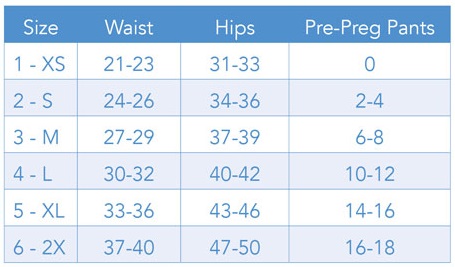 Size Chart for Body After Baby Leilani Postpartum Body Contouring Garment