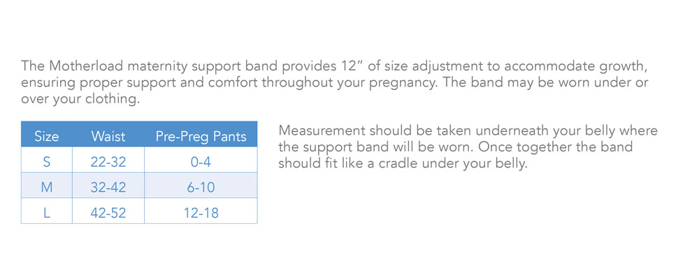 Size Chart for Body After Baby Motherload Maternity Support Band