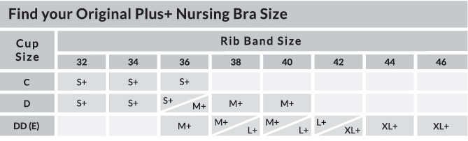 Size Chart for Bravado Designs Original Nursing Bra - Plus