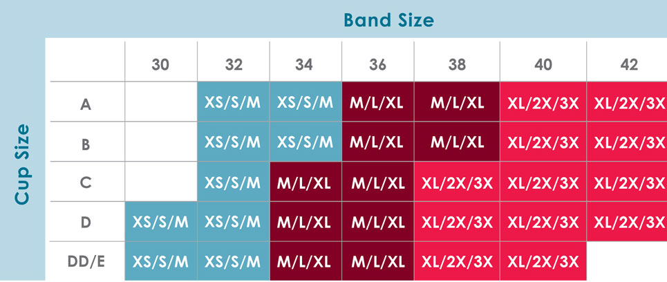 Size Chart for Rumina Hands-Free Pump&Nurse™ Strapless Bra