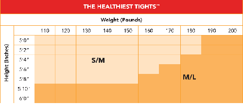 Size Chart for Vim & Vigr Solid Opaque Compression Tights