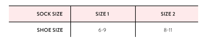 Size Chart for Belly Bandit Compression Ankle Socks 20-30 mm Hg
