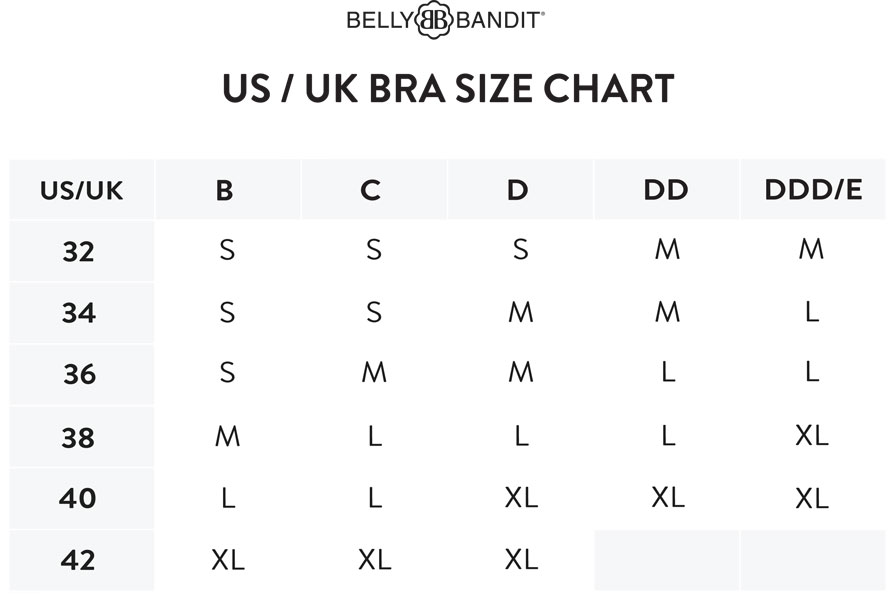 Size Chart for Belly Bandit Nursing Sports Bra
