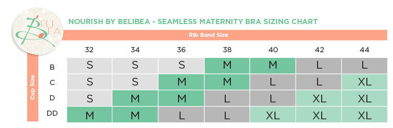 Size Chart for Nourish by Belibea Nursing & Handsfree Pumping Seamless Cami - 2 Pack