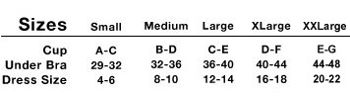 Size Chart for Majamas Padded Sporty Bra with Lace Back