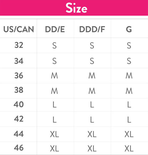 Size Chart for Bravado Designs Original Nursing Bra - Full Cup