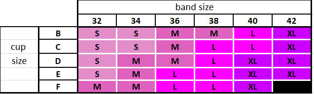 Size Chart for Rumina Hands-Free Pump&Nurse™ Seamless Maternity & Nursing Cami