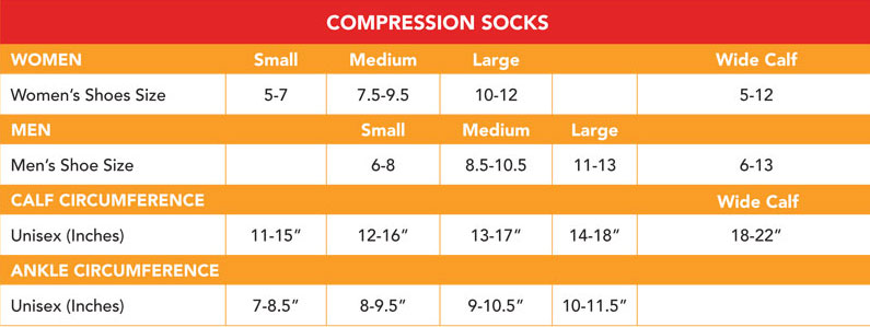 Size Chart for Vim & Vigr 20-30 mmHg Women's Stylish Compression Socks - Cotton