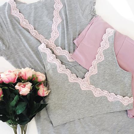 Luxe Cotton Cross-Front Sleep Bra by Mothers en Vogue in Heather Grey