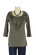 The Stella Soft Slub Ruffle Nursing Top by Mothers en Vogue