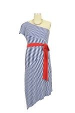 Trina Striped One Shoulder Maternity Dress by Bellyssima