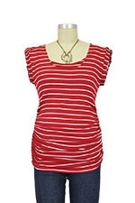 D&A Striped Side Ruched Nursing Top w/Tie Back by Japanese Weekend