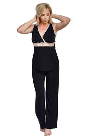 Baju Mama Emma Modal-Lace Sleeveless Nursing PJ Set by Baju Mama