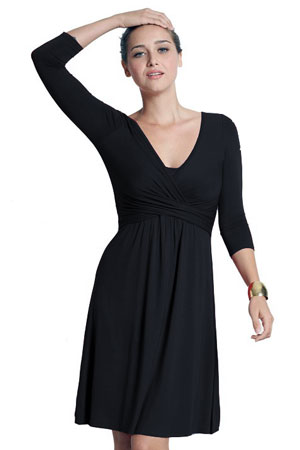 Ava 3/4 Sleeve Wrap Maternity & Nursing Dress by Mothers en Vogue