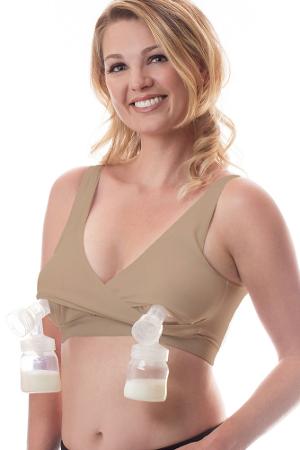 Rumina Classic Crossover Hands-Free Pump&Nurse™ Cotton Bra w. Back Clasp (Nude) by Rumina