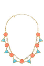Turquoise & Orange Triangle Necklace by Jewelry Accessories