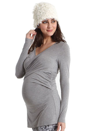 Kendra Cross-Over Maternity Top with Mesh Back by Mothers en Vogue