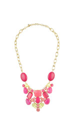 Shades of Pink Floral Necklace with Yellow Accents by Jewelry Accessories