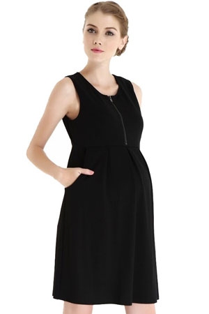 Spring Maternity Ponte Front Zip Maternity & Nursing Dress by Spring Maternity