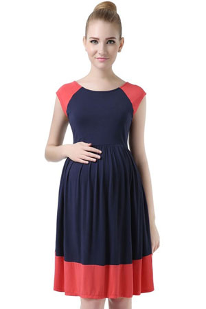 Andrea Colorblock Skater Maternity Dress by Kimi & Kai Maternity