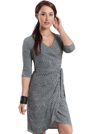 Mod 3/4 Sleeve Wrap Maternity & Nursing Dress by Mothers en Vogue