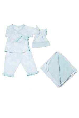 Baby Grey 4-pc. Gift Set (Ruffled Kimono top & Pant, Cap & Blanket) by Everly Grey