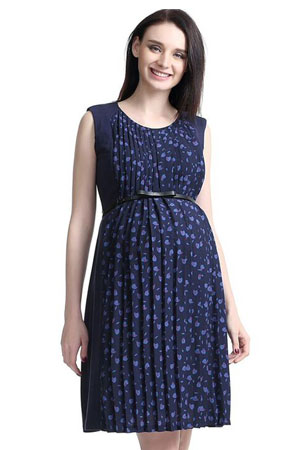 Rayna Pleated Maternity & Nursing Dress by Kimi & Kai Maternity