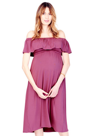 Ingrid & Isabel Off-the-Shoulder Midi Maternity Dress by Ingrid & Isabel