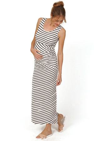 Abby Striped Maternity & Nursing Maxi Dress by Peek-a-boo