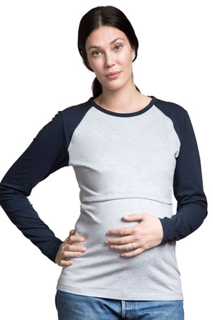 Boob Design B-Warmer Organic Baseball Maternity & Nursing Sweatshirt Top by Boob Design