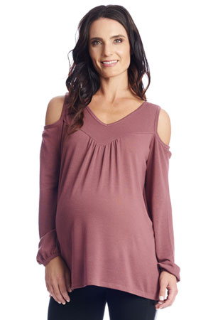 Nora Cold Shoulder Maternity & Nursing Top by Everly Grey