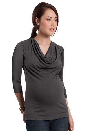 Bamboo Cowl Neck 3/4 Sleeve Maternity & Nursing Tee by Mothers en Vogue by Mothers en Vogue