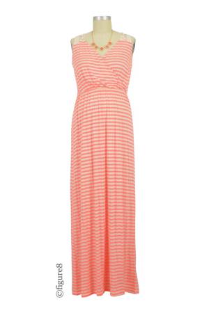 Sabrina Stripes Drop Waist Nursing Friendly Maxi Dress by Elly Kiara