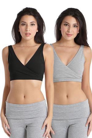 Cross-Front Cotton Sleep Bra by Mothers en Vogue - 2 Pack by Mothers en Vogue