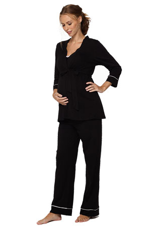 Belabumbum Lounge Chic Maternity & Nursing 3-pc. Pajama & Robe Set by Belabumbum