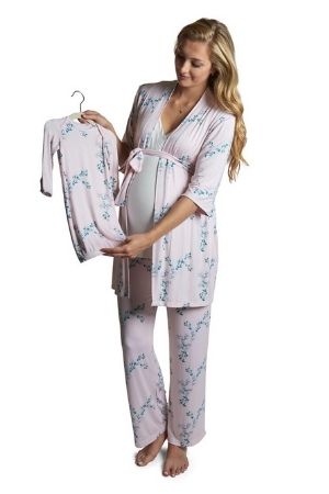 Analise 5-Piece Mom and Baby Maternity and Nursing PJ Set (Lily) by Everly Grey