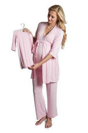 Analise 5-Piece Mom and Baby Maternity and Nursing PJ Set (Blush) by Everly Grey