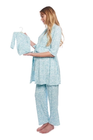 Analise 5-Piece Mom and Baby Maternity and Nursing PJ Set (Waves) by Everly Grey