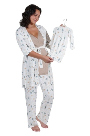 Analise 5-Piece Mom and Baby Maternity and Nursing PJ Set (Rodeo) by Everly Grey