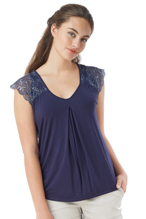 Odette Delicate Lace Shoulder Nursing Top by Mothers en Vogue