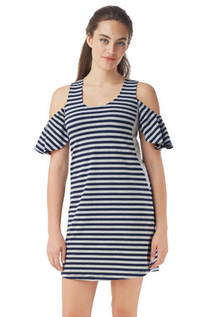 Joop Stripes Cold-Shoulder Nursing Dress by Mothers en Vogue