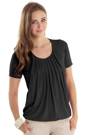 Slouchy Pleated Short Sleeve Nursing Tee by Mothers en Vogue