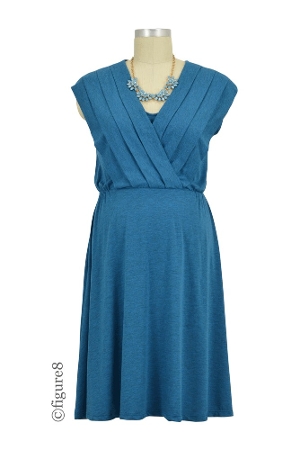 Sophie & Eve Lila Pleat Front Drop Waist Nursing Dress (Heathered Teal) by Sophie & Eve