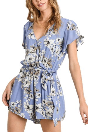 Matilda Floral Short Woven Romper by Elly Kiara